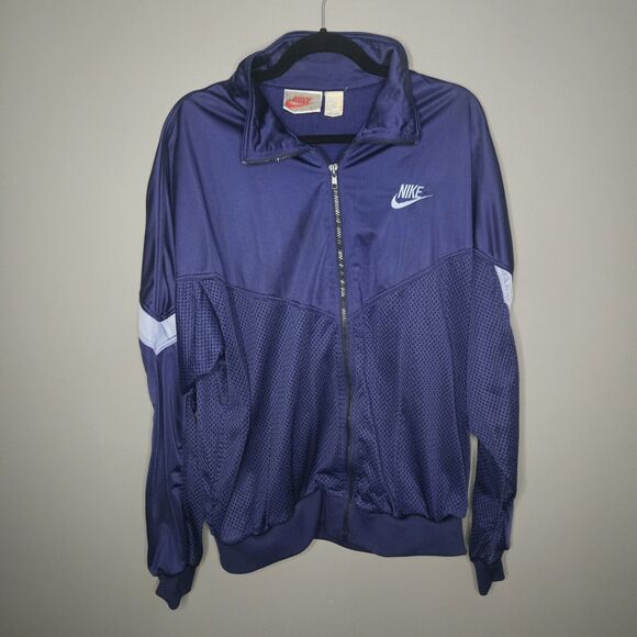 Nike Full Zip Track Jacket Mens Size XL Mixed Media Partial Mesh Navy Blue - Picture 1 of 4